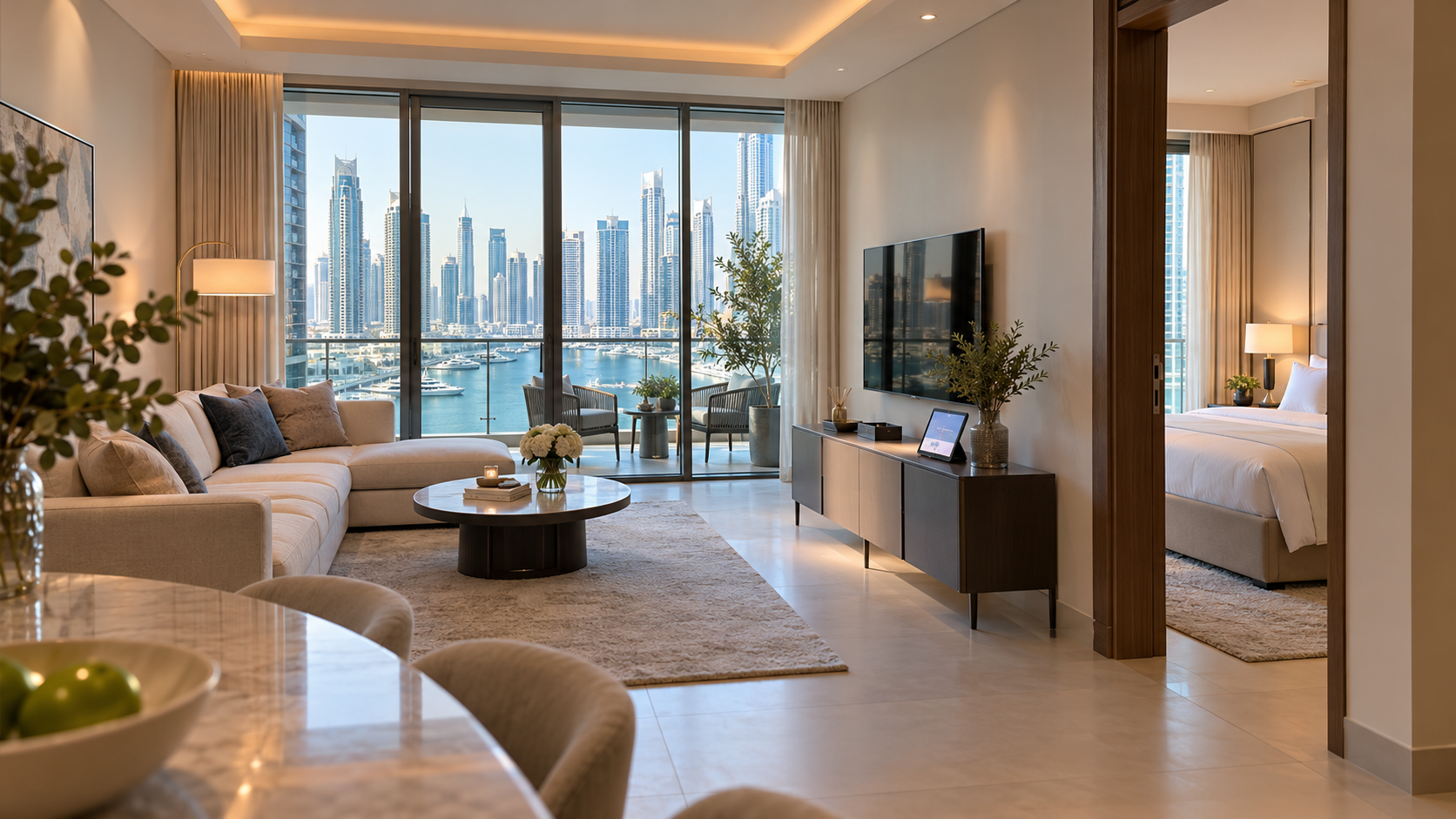 Prepared living and dining interior