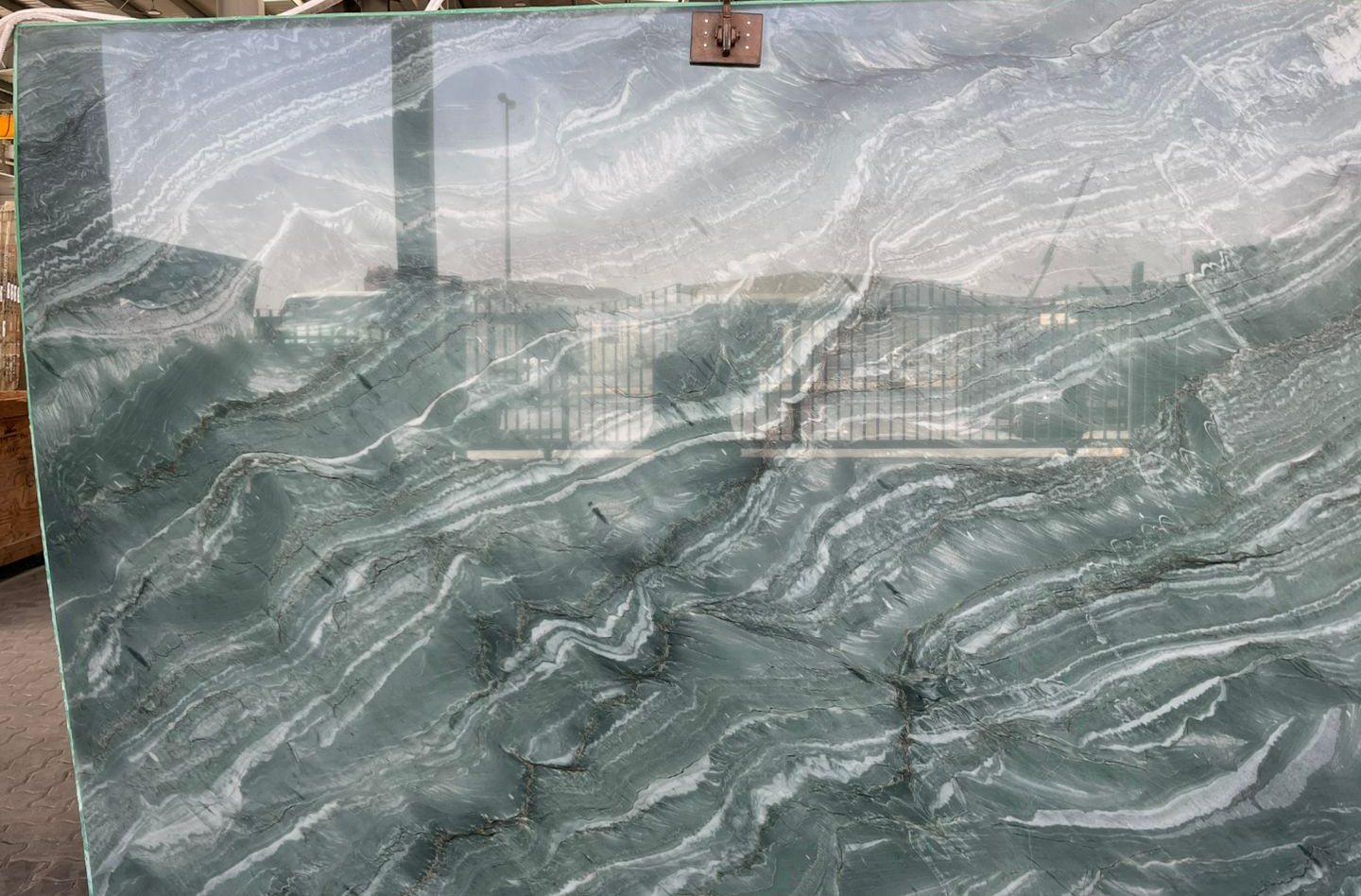 Sea-green stone with flowing banding
