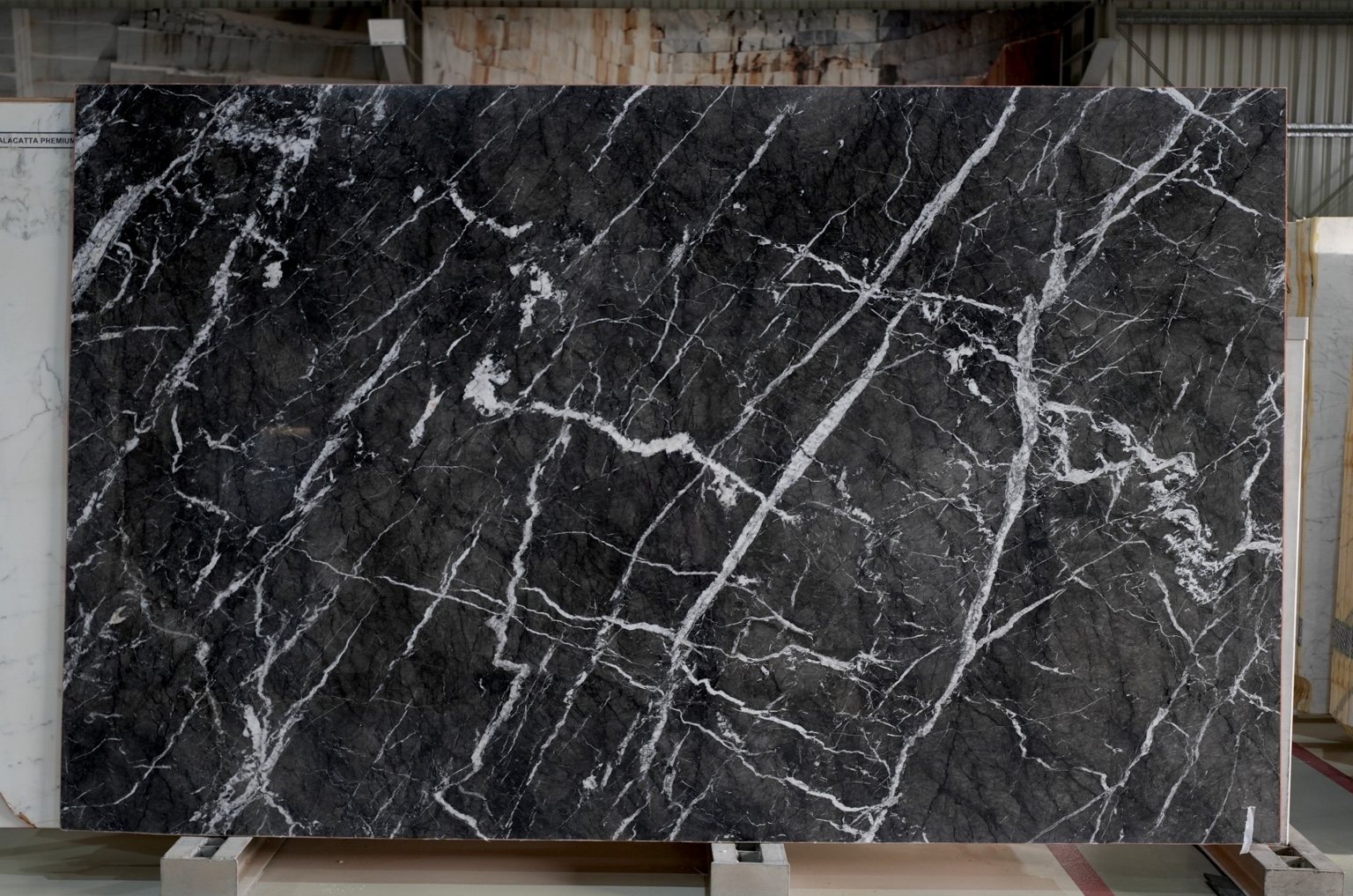 Dark grey stone with white veining
