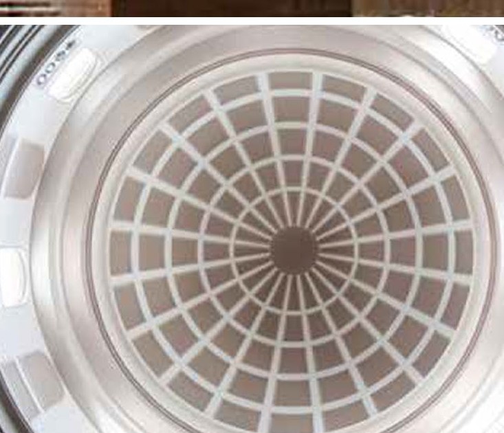 Coffered GRG dome ceiling installed in a completed civic interior